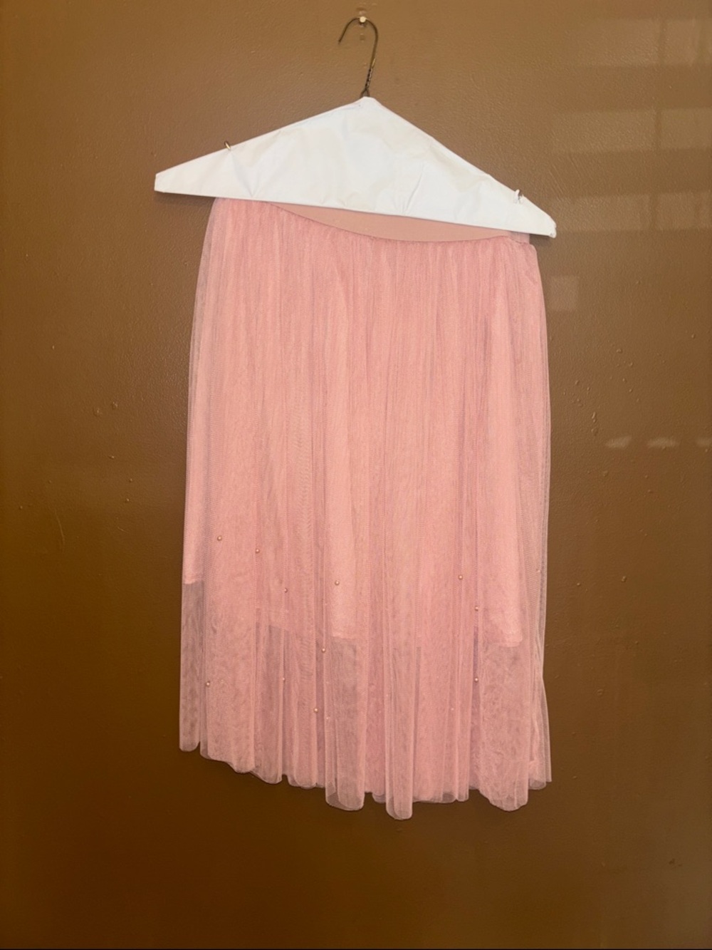 Esley Collection Dusty Pink Tulle Midi Skirt - Picture 6 of 7